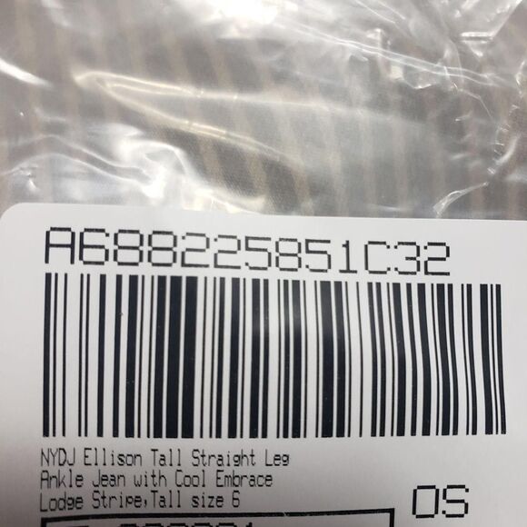 NYDJ Ellison Tall Jeans Womens 6T Beige Lodge Stripe High Rise Straight Ankle - Picture 4 of 16